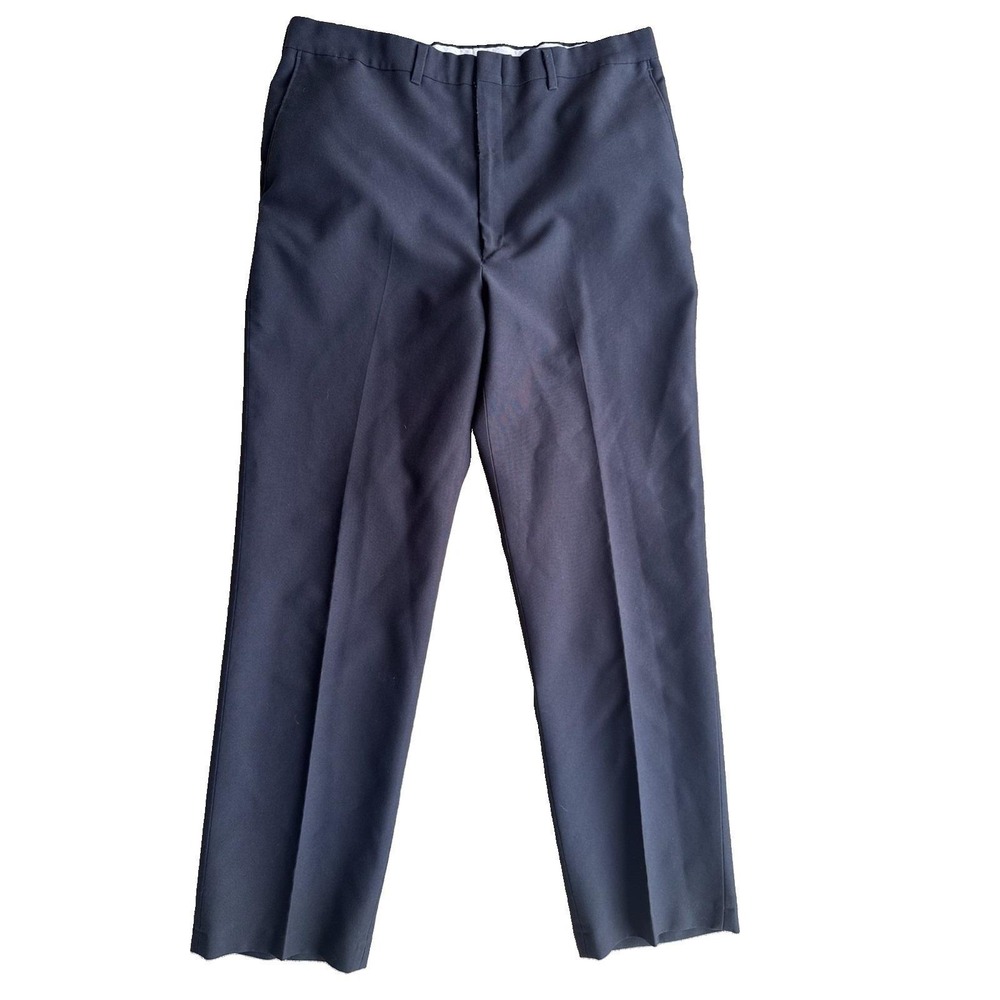 VTG Reed St. James Men's Classic Flat Front Black Dress Slacks Trousers 38x32